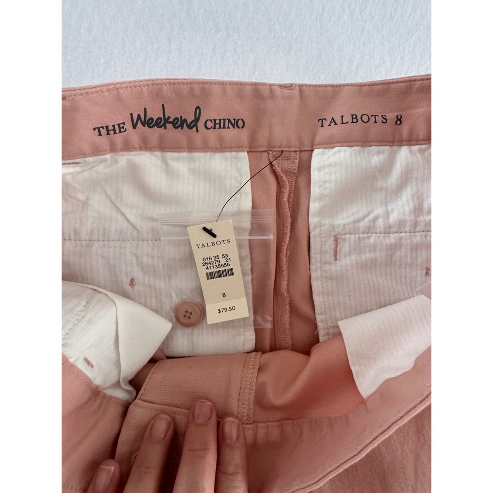 Talbots Womens Salmon Pink Cuffed Ankle Chino Pants Size 8 NWT 41135955 - Picture 3 of 8